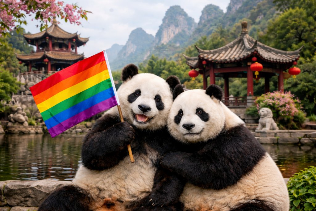 Jeden záber spustil peklo: Dvojicu mužov z Číny zadržali za AI fotku dvoch homosexuálnych pánd